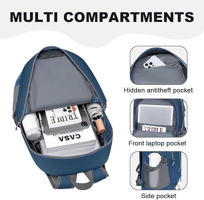 MIYCOO Backpack - Ultra Lightweight Packable Backpack for Travel Camping, 45L Hiking Back Pack Waterproof Foldable Daypack for Men Women Blue