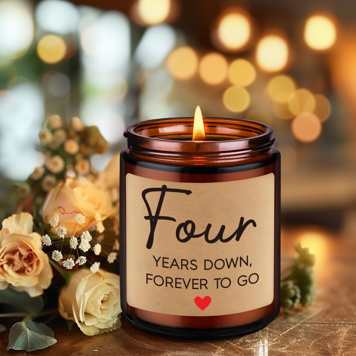 Fairy's Gift 4 Year Anniversary Candle Gifts for Him Her Husband Wife Boyfriend Girlfriend, 4th Anniversary Couples Gifts Ideas, 4th Wedding Anniv. Happy Presents for Couple, Happy Fourth Year Anniv.