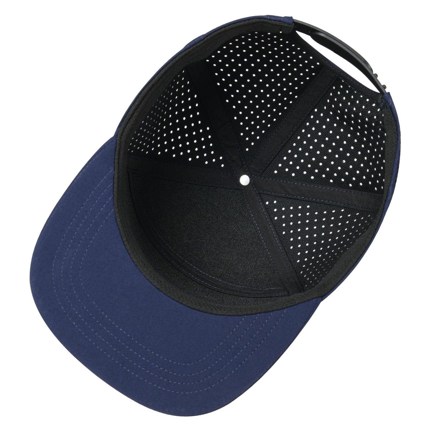 FEINION Men Flat Brim Adjustable Performance Hat Snapback Laser Perforated Baseball Cap (Navy)