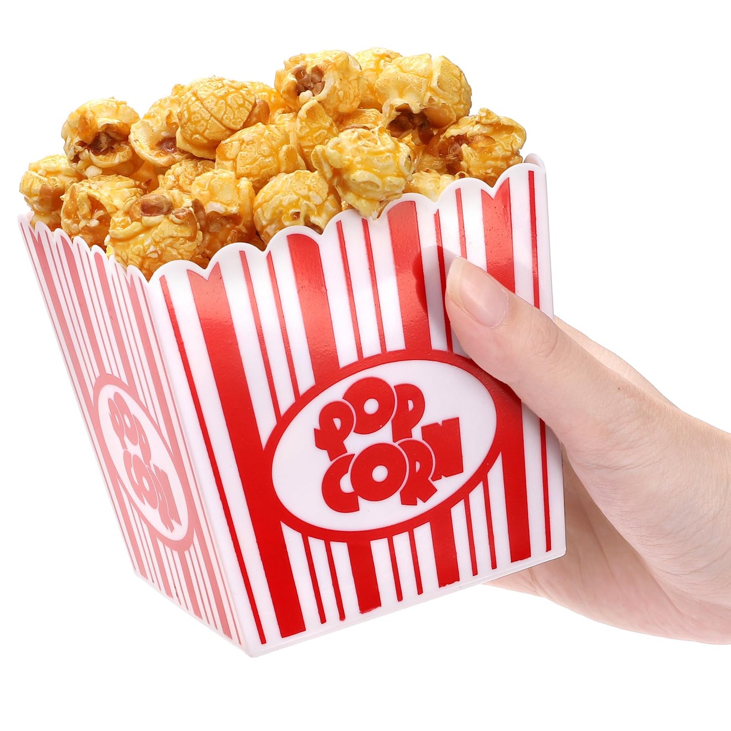 Tebery 30 Pack Plastic Open-Top Popcorn Boxes Reusable Popcorn Containers Bucket Tub - 3.75" Tall x 3.75" Square