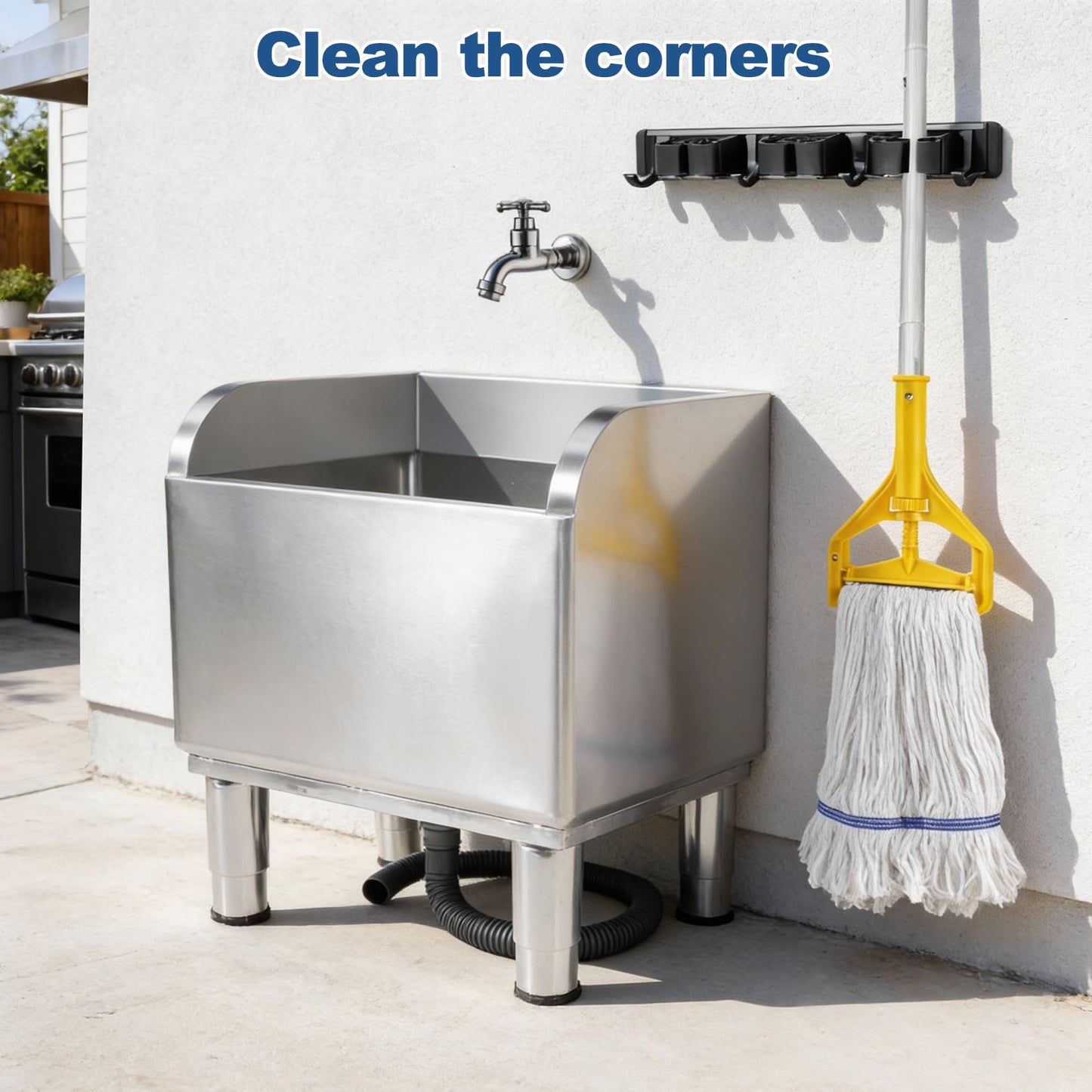 17 3/4in Stainless Steel Floor Mop Sink with Detachable Mop, Suitable for Laundry Rooms, Restaurants, Garages, Balconies, and Other Commercial Settings (17.7“L x 15.5”W x 21.9" H)
