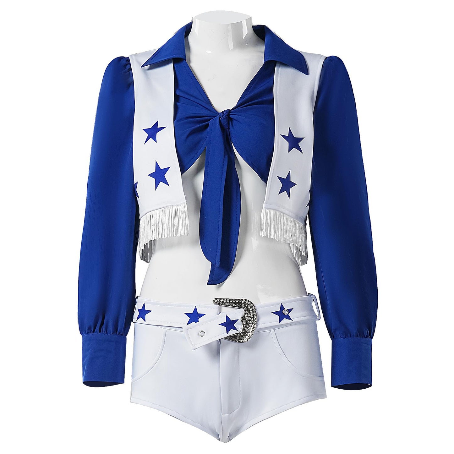 Yolata Adult Star Cowboy Cheerleader Costume Women High School Cheerleading Uniform Two Piece Set (Blue, L), Large