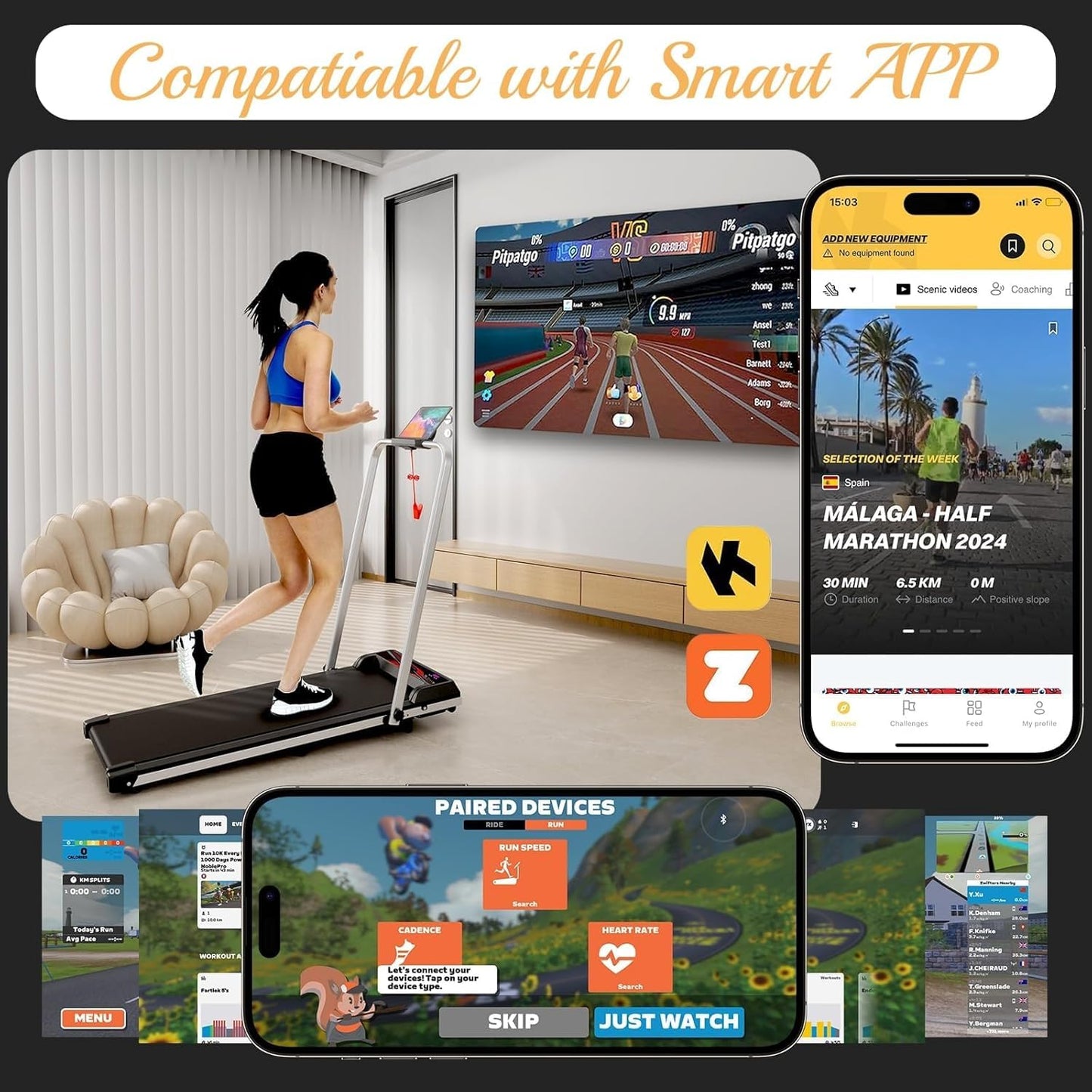 RIVANO Walking Pad Treadmill, 2 in 1 Folding Walking Pad with Incline, Portable Under Desk Treadmill for Home Office Use, Wide Walking Pad with Remote Control, Smart App, Workout Equipment Screen
