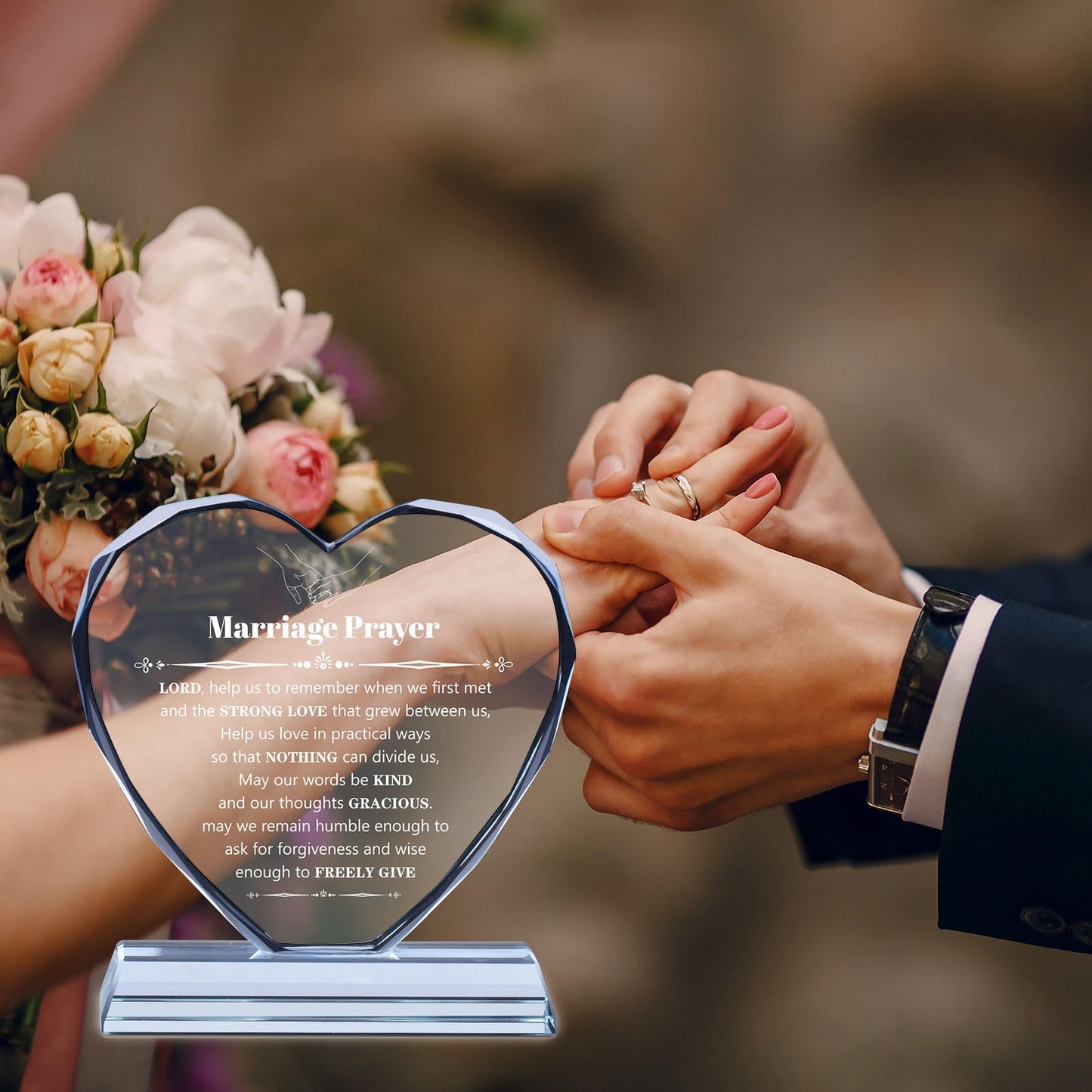 Wedding Gifts for Couples 2025, Marriage Prayer Plaque, Unique K9 Crystal with Inspiring Quotes, Anniversary Wedding Gifts for Couples, Newlywed Mr and Mrs Gifts.