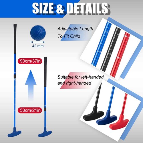 Lenwen 6 Pcs Golf Putter for Men Women Adjustable Length Two Way Putter Right or Left Handed Golfers Mini Golf Club with Practice Balls for Adults