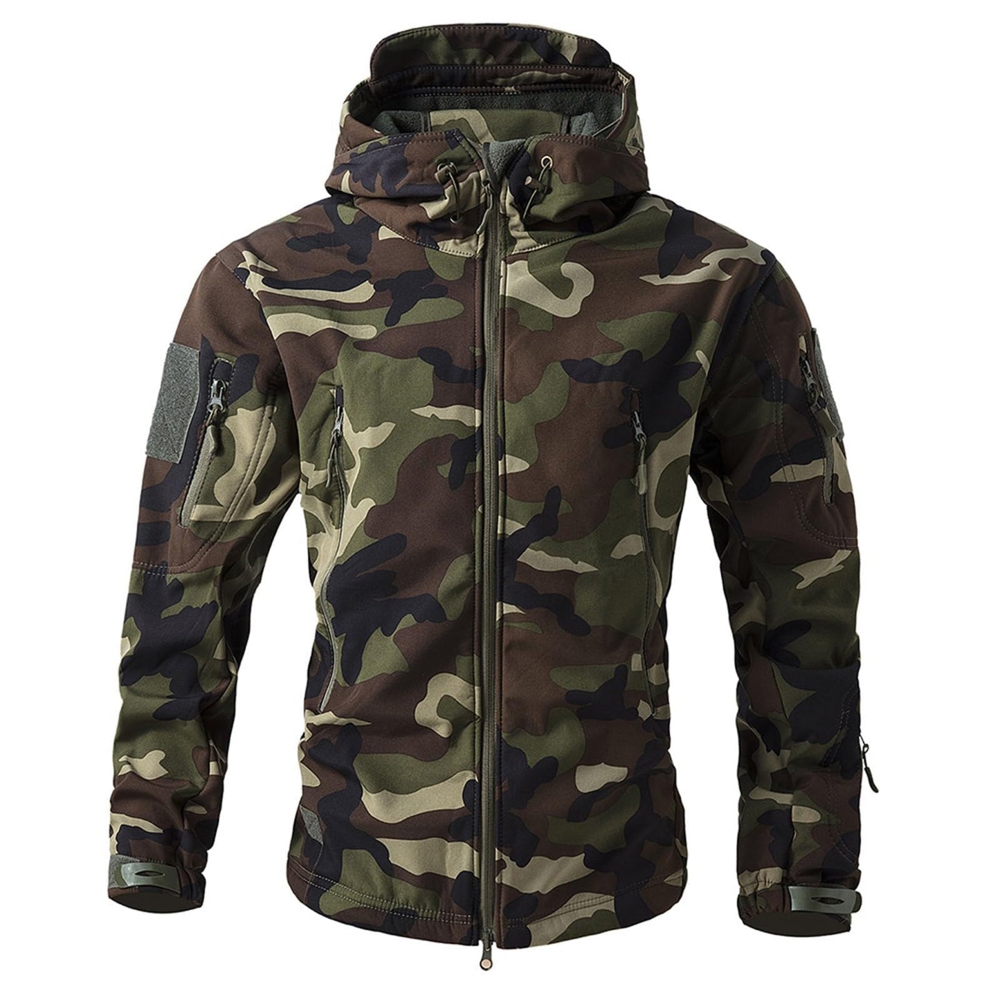 RSZGSWS Men's Military Tactical Jackets Camouflage Softshell Fleece Fall Windbreaker Waterproof Outdoor Hooded Rain Coats