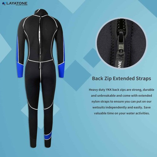 LayaTone Wetsuit Women Full Body 3mm Neoprene Diving Suit with Back Zip, Wetsuits for Women in Cold Water Swimming Diving Snorkeling Kayaking