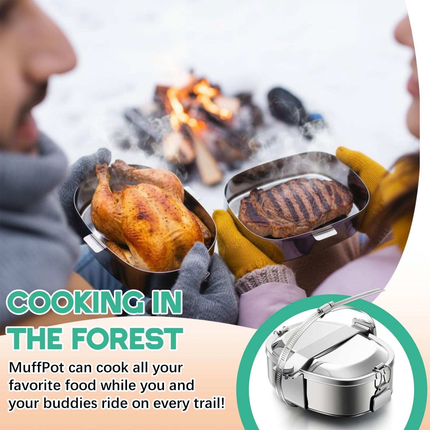Reallnaive 2 Pcs Snowmobile Exhaust Food Warmer UTV Stainless Steel Muffler Exhaust Cooker Compatible with Arctic Cat Polaris ATV Motorcycle Snowmobile Lunch Box Food-Grade Hot Dog Warmer