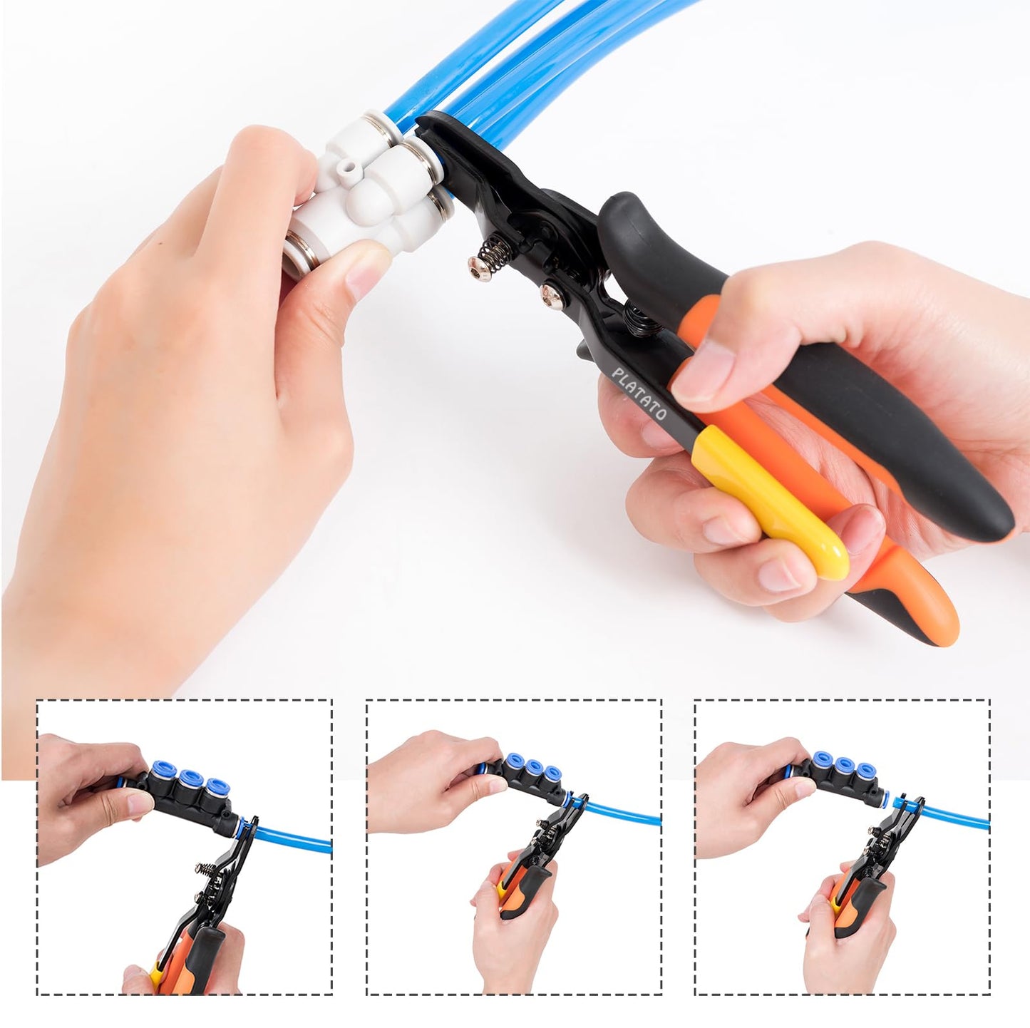PLATATO Push to Connect Fittings Disconnect Tong Tool for Removing Push-fit Pneumatic Fittings 1/4”, 5/16” (6mm, 8mm) Quick Connect Air Hose Fittings Removal Tool