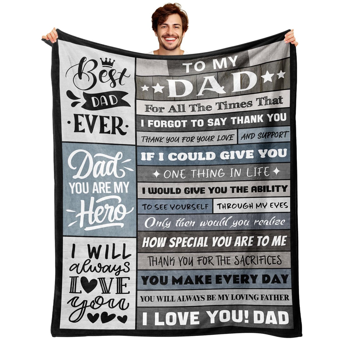 YPURTSD Birthday Gifts for Dad - Dads Gifts from Daughter Son - Christmas Valentines Fathers Day Presents for Father - Blanket for Dad Who Wants Nothing - to My Best Father Ever Blanket 50"x60"