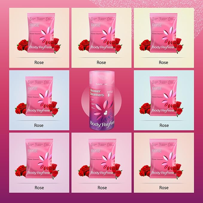 Shower Steamers Aromatherapy - Birthday Gifts for Women Mom, 8 Pack Shower Bombs with Rose Essential Oil, Relaxation Spa Gifts, White Elephant Christmas Gifts, Stocking Stuffers for Adults, Teen