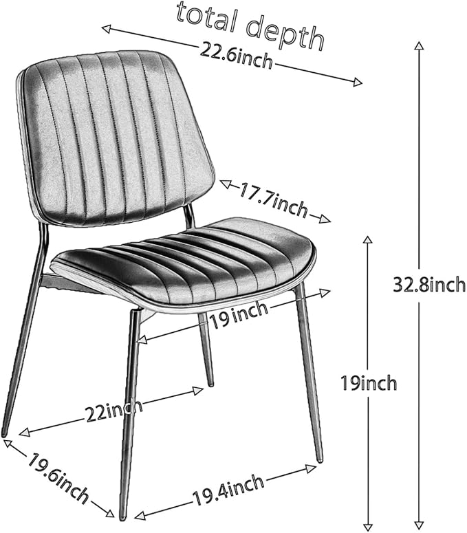 YaFiti Dining Chairs Set of 8, Mid Century Modern Accent Dining Room and Kitchen Chairs, Upholstered PU Leather Vertical Stripe Chairs for Vanity with Walnut Bentwood and Metal Legs, Orange