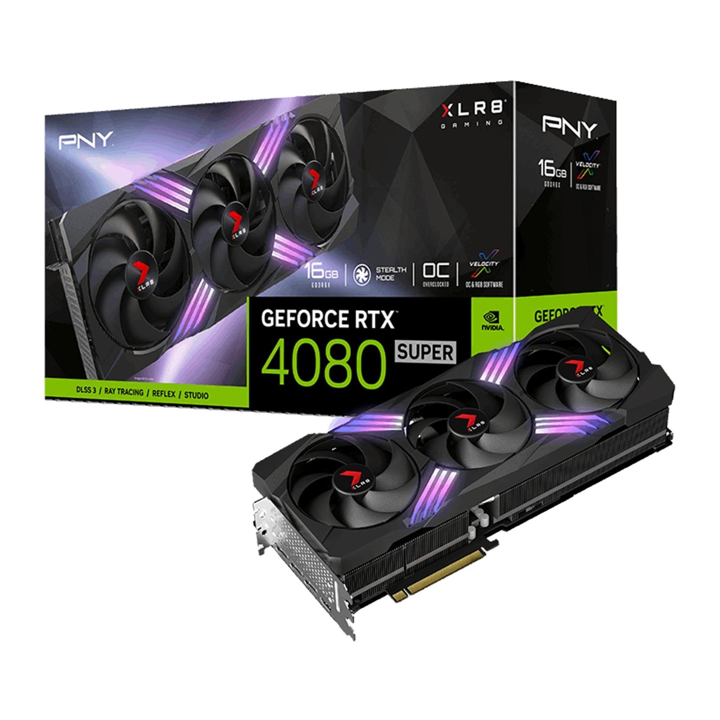 PNY GeForce RTX 4080 Super 16GB XLR8 Gaming Graphics Card - Triple Fan, DLSS 3, ARGB, PCIe 4.0, GDDR6X