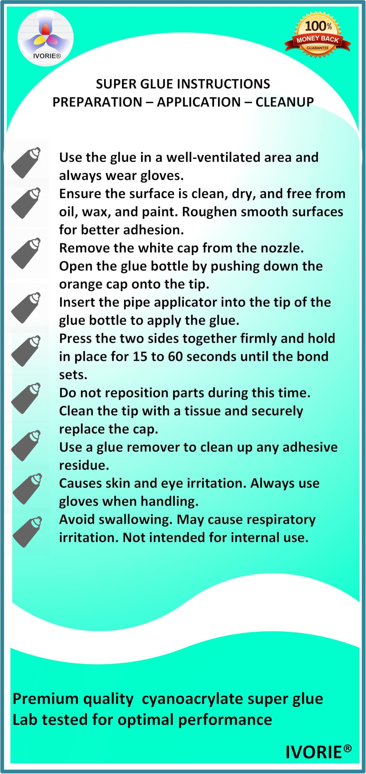 Super Glue Adhesive Instant Bonding Cyanoacrylate Acrylic - Dental Laboratory Tools (Transparent Clear Color - 20gr)