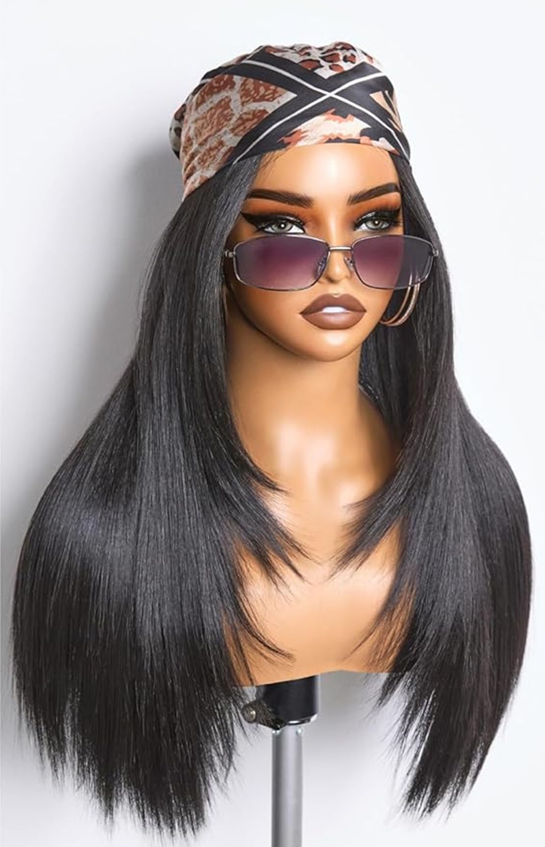 Emistar Natural Black Lace Front Wigs Synthetic Wear and Go Glueless Wig, Pre Plucked Pre Cut Wigs for Beginners Layered Straigh