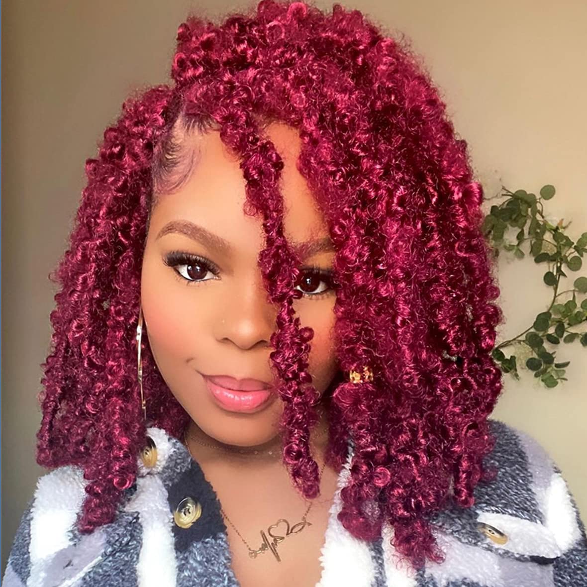 ZRQ Butterfly Locs Crochet Hair Short 12 Inch Burgundy Bob Distressed Butterfly Twist Locs Crochet Hair Crochet Braids Pre-loope