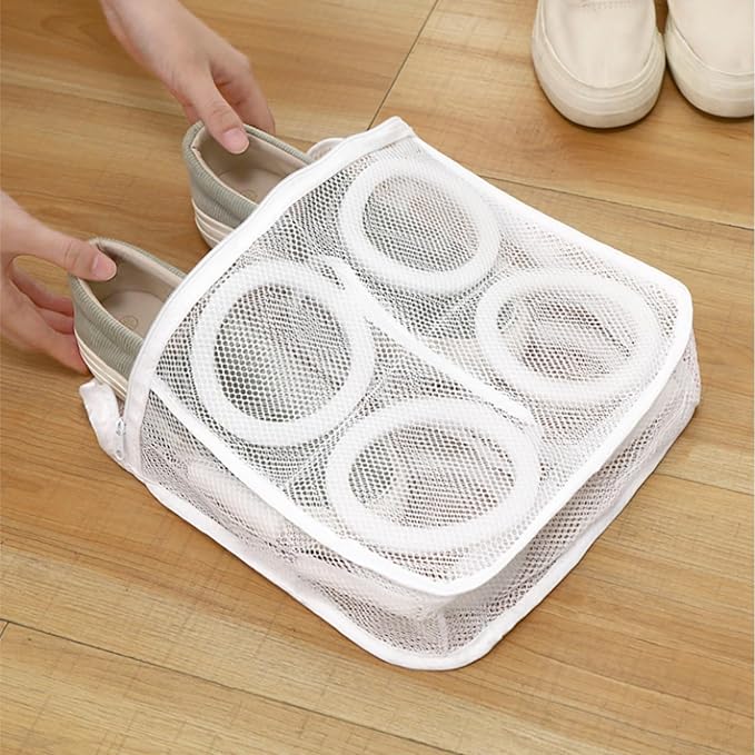 Shoe Wash Bags, Mesh Cleaning Bags for Sneaker, Underwear, Socks, Hangable Mesh Laundry Bags for Washing Machine, 2 Packs