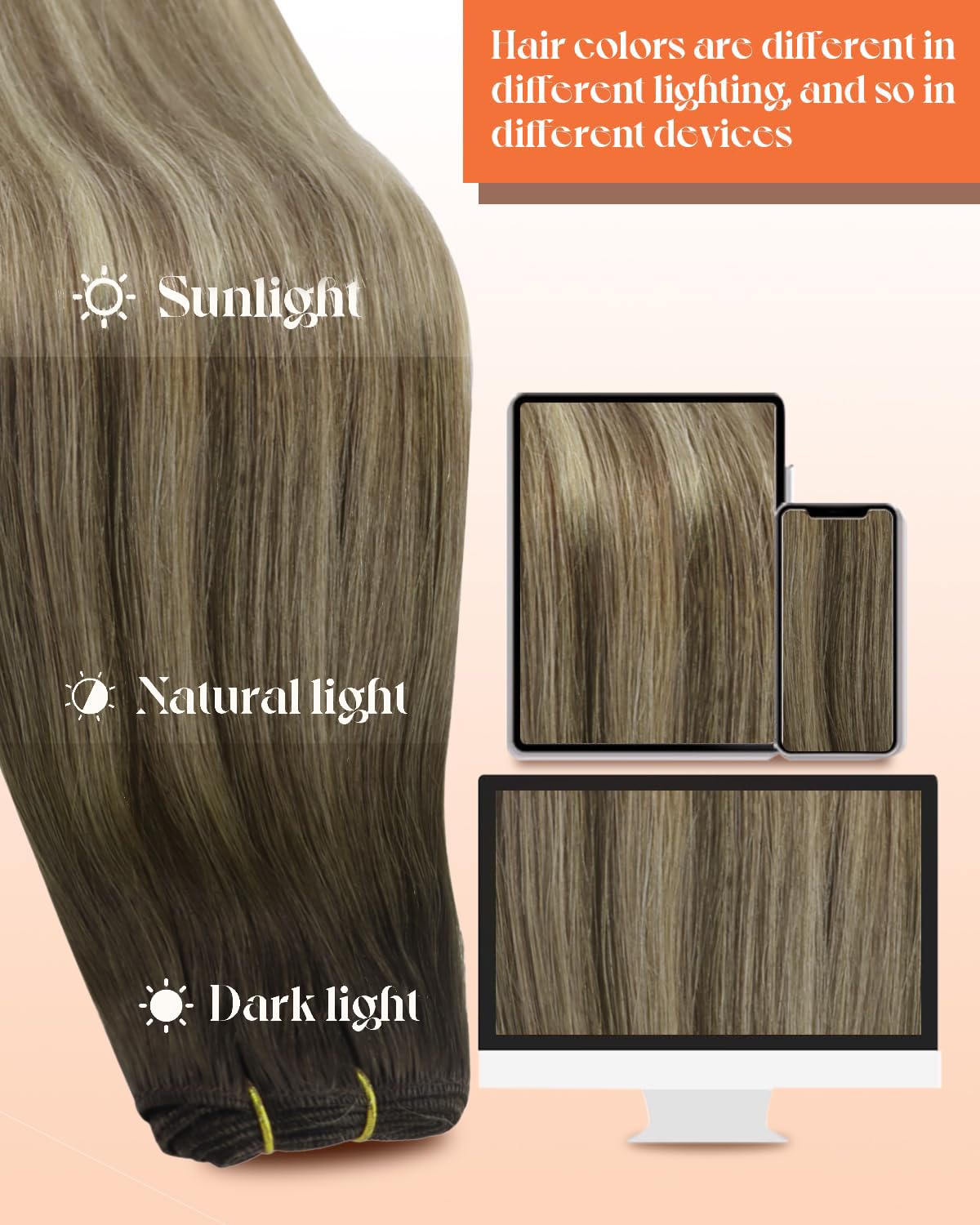 Sunny Hair Sew in Hair Extensions Real Human Hair Dark Brown Ombre Golden Brown Mix Blonde Weft Hair Extensions Human Hair Bundl