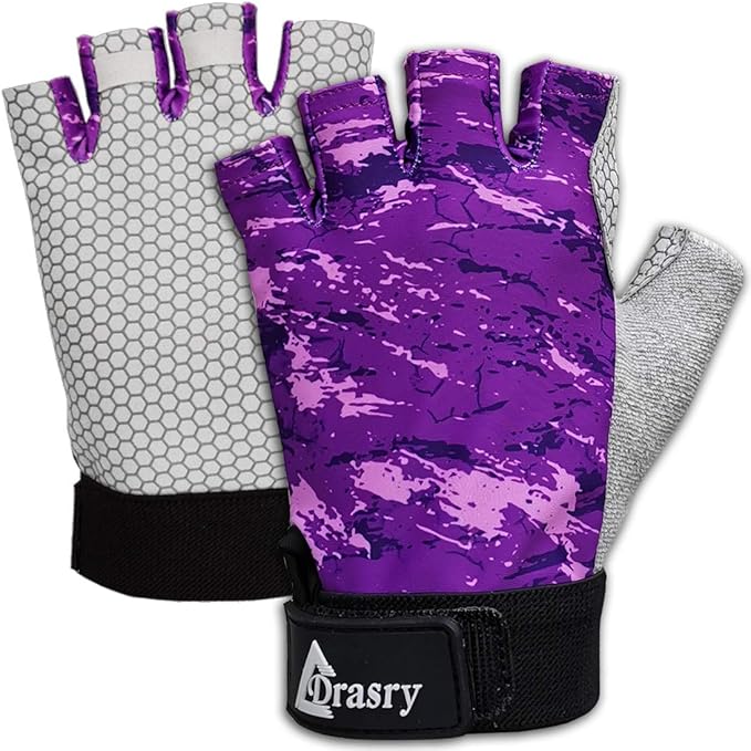 Drasry UV Fishing Gloves Fingerless Sun Protection Men Women UPF50+SPF for Fishing Kayaking Paddling Hiking Sailing Rowing...