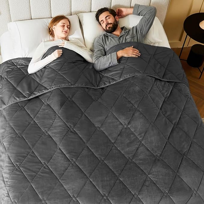 L'AGRATY King Size Weighted Blanket for Adults 45lbs, 88"x104" — Cooling Breathable Heavy Blanket with Glass Beads for Sleeping Perfect for Hot Sleepers & Couples Machine Washable All-Season Grey