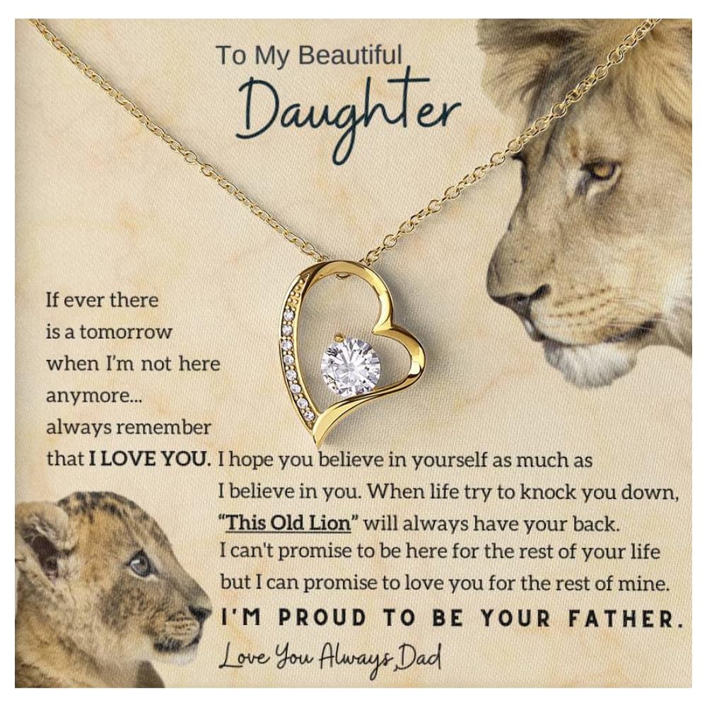 Momavo Jewelry Daughter Gift From Dad, Father Daughter Gift, Dad to Daughter Gift, Christmas Birthday Gift, To My Daughter Necklace from Dad, Daughter Card, Daughter Adult (Luxury Box w/ LED LIGHT, 18k Yellow Gold Finish)