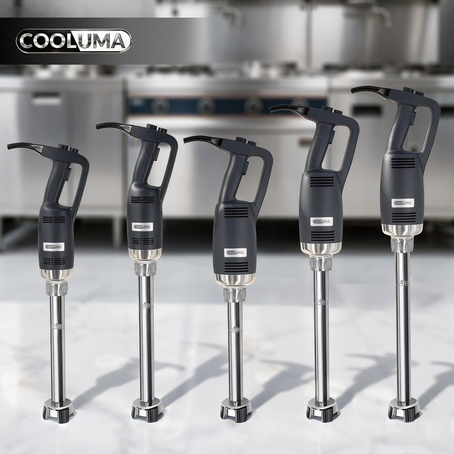 COOLUMA Commercial Immersion Blender, X-Heavy Huty 750W Handheld Blender, 18 Inch Detachable Shaft, 8,000-19,000 RPM Variable Speed, 42 Gallons Multifunction Pro Electric Stick Emulsifier.