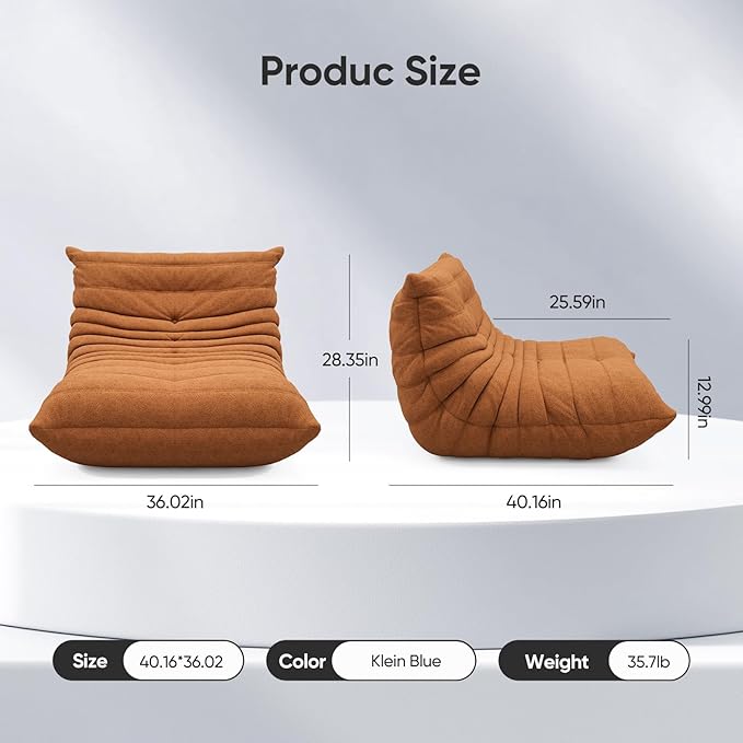 OTDMEL Bean Bag Chair for Adults, Fireside Togo Chair, BeanBag Chairs for Teens with High-Resilience Memory Foam, Non-Slip Base Compression Floor Lounge Sofa for Living Room, Bedroom