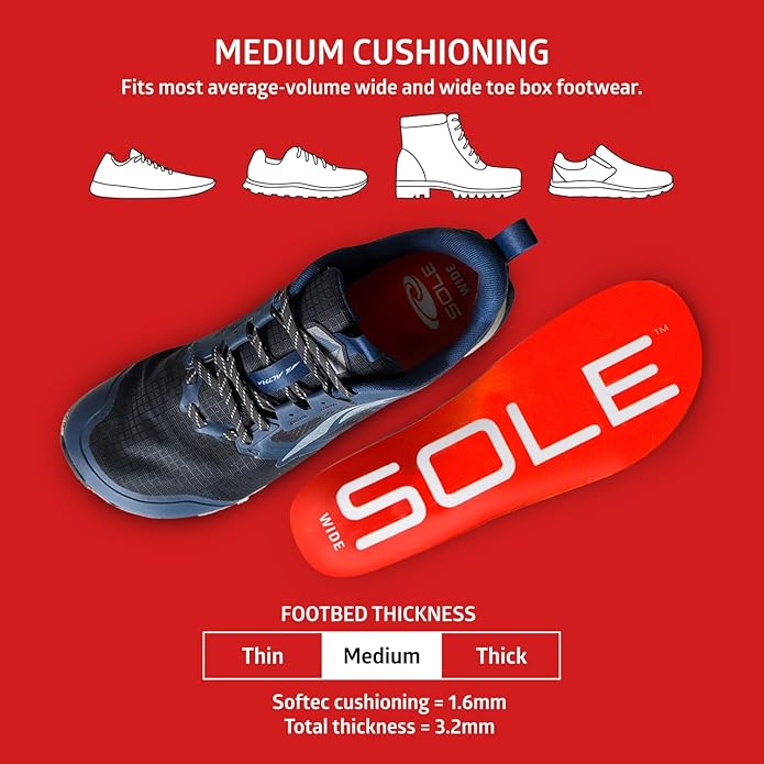 SOLE Active Medium Insoles - Custom Moldable Orthotic Support for Any Arch Type, Plantar Fasciitis Relief - Multiple Sizes