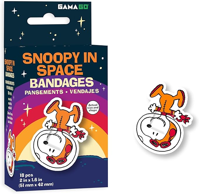GAMAGO Peanuts Adhesive Bandages - 18 Self-Adhesive Bandages for Kids, Parents & Snoopy Fans, Sterile, Latex-Free, Easily ...