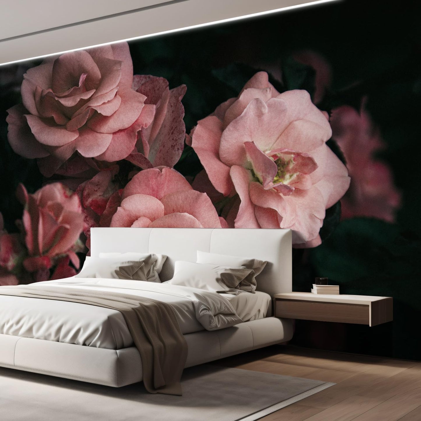 wall26 Removable Wall Sticker/Wall Mural Close Up Dark Rose Flower Blossoms Nature Wilderness Photography Realism Decorative Botanical Relax/Calm Floral for Living Room, Bedroom, Office - 100"x144"