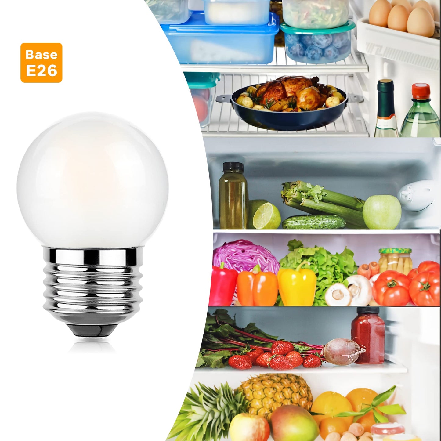G40 Led Low Wattage Bulb 3W Equivalent 25 Watt Light Bulbs, Standard E26 Small Power, Frosted, Warm White 2700K, Dimmable for Bathroom Bedside Accent Lamps Appliance Bulb Refrigerator Pack of 2