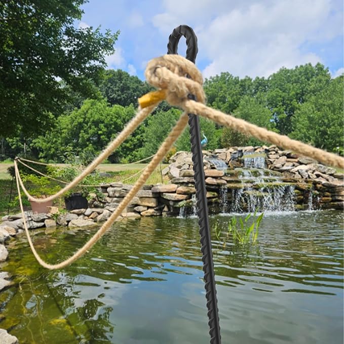 EUOKOK 30 Inch Rebar Stakes Heavy Duty 6 Pack Tent Stakes with Loop 1/2 Inch Diameter Tarp Pegs Tree Stakes and Supports Ground Anchors Garden Rope Fence Stakes for Outdoor Camping and Yard, Black