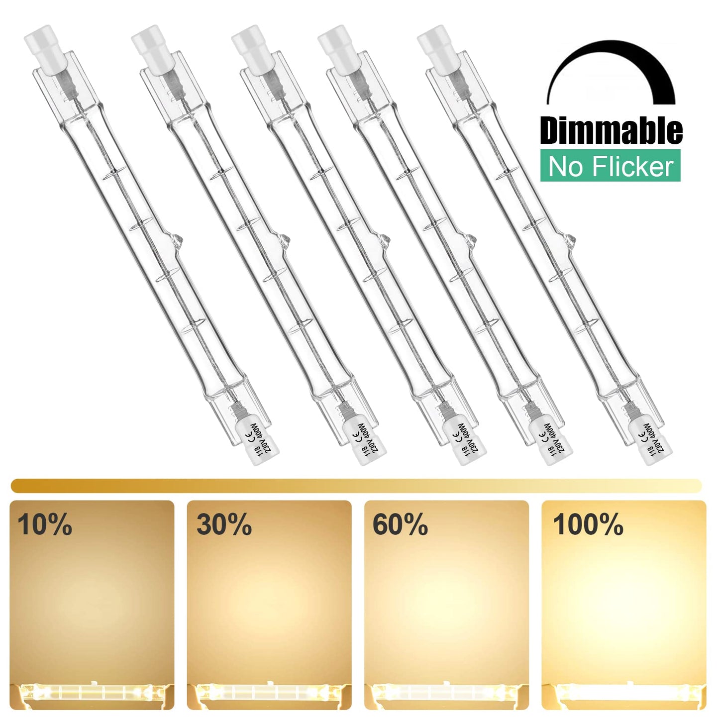 Jaenmsa R7S Bulbs, 5 Pack Halogen Bulbs R7S T3 78mm 150W 120V J Type 120 Volt Halogen Light Bulb with Long Lifespan, 3 inch Long Double Ended Light Bulb for Work, Security,Landscape Lights, Dimmable