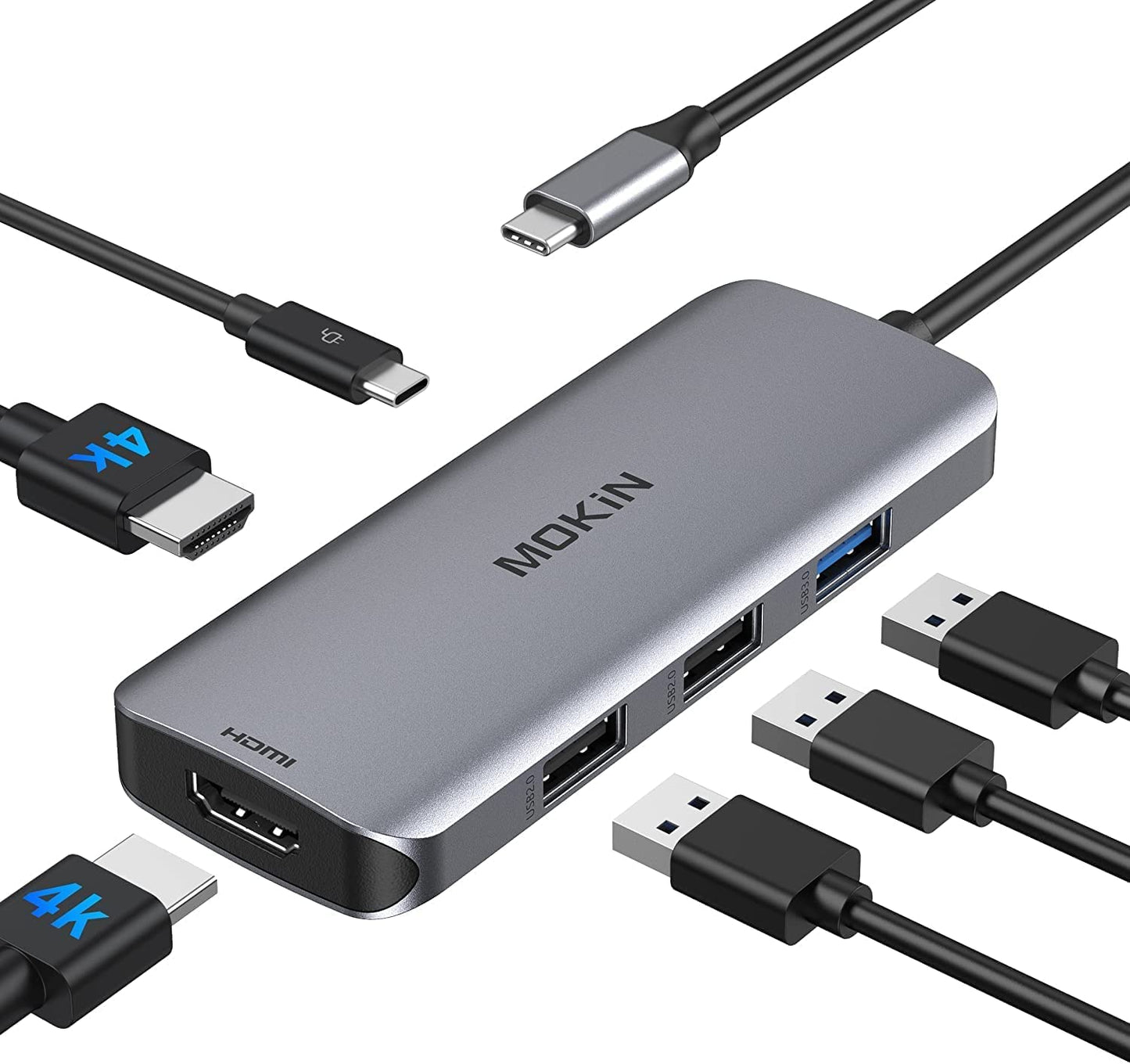 Docking Station Usb C To Dual Hdmi Adapter, Mokin Usb C Hub Dual Hdmi Monitors For Windows,Usb C Adapter With Dual Hdmi,3 Usb Po