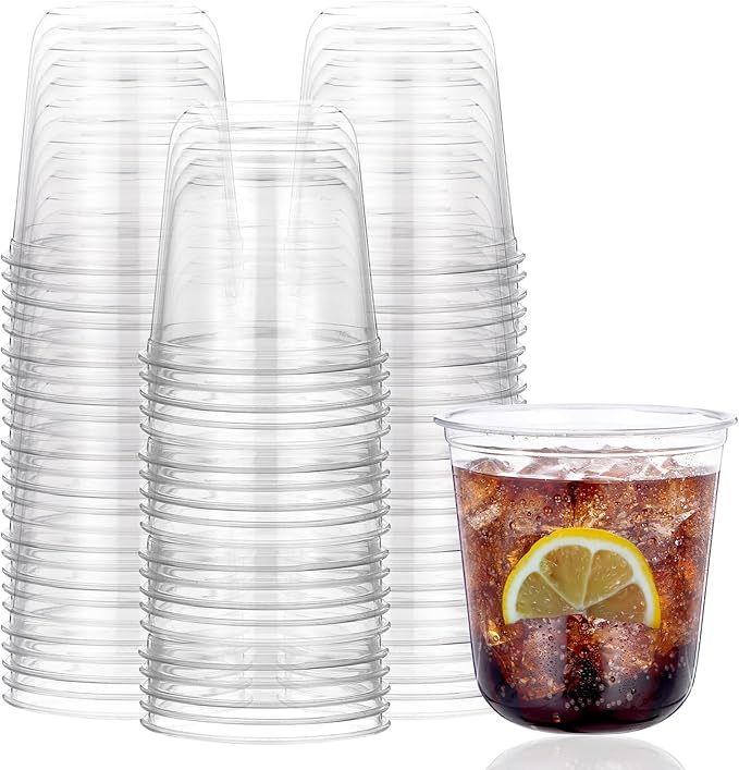 Limbeuuu 100 Pcs Plastic Stemless Wine Glasses Disposable Plastic Wine Glasses for Parties Weddings Birthdays Cocktail (Cl...