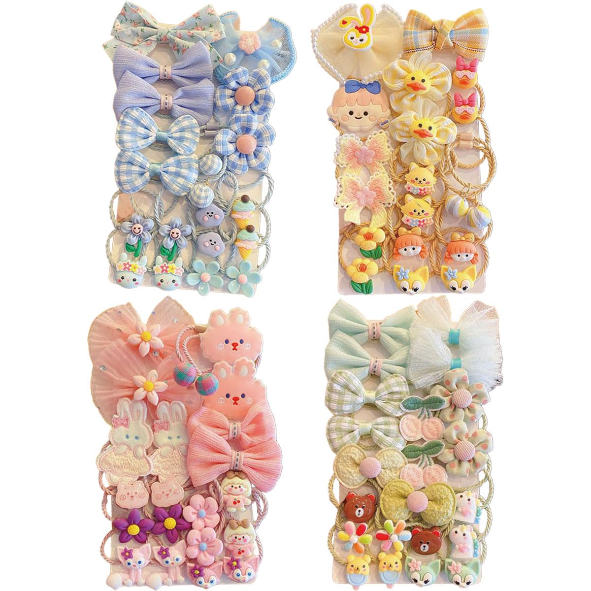 Likeggoad Cute Cartoon Elastic Hair Ties for Baby Girls, Rubber Bands Hair Bands Ropes Ponytail Holder for Toddlers (Random 2 Sets, Mixed Styles)