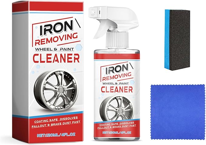 Car Rust Remover Spray, Rust Cleaner for Car Wheel Metal Iron Stain, Rust Dissolving Reduce Rust & Form Protective Coating, 4 fl oz