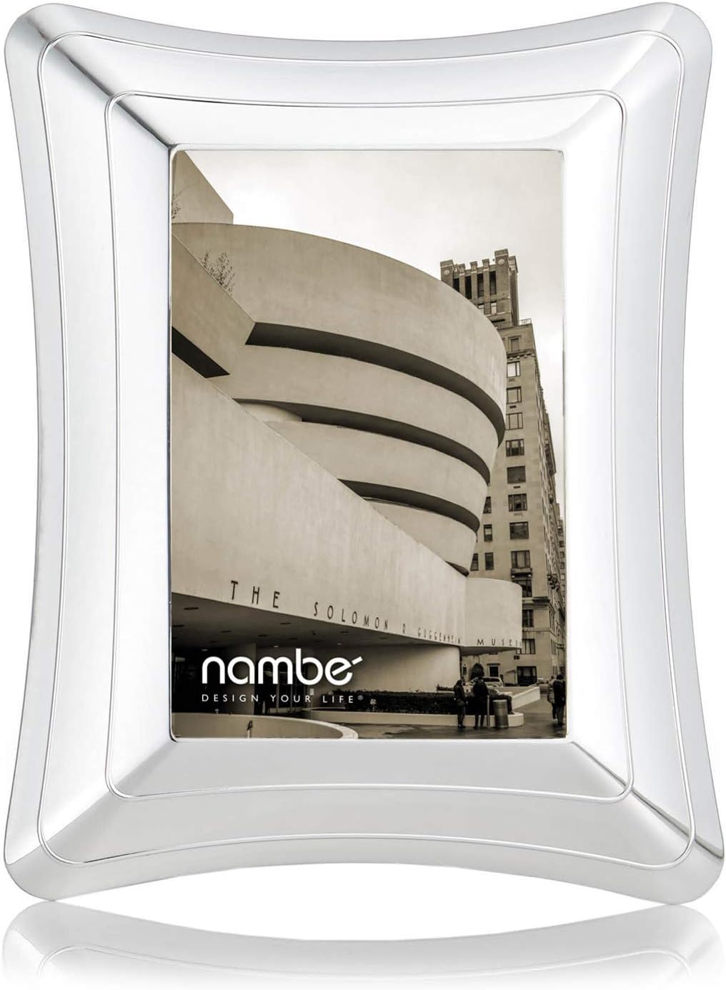 Nambe Portal Picture Frame, 5" x 7” | Vintage and Contemporary Design | Tabletop Display and Home Office Décor | Made of Silver Plate and Glass | Designed by Mike Altomari