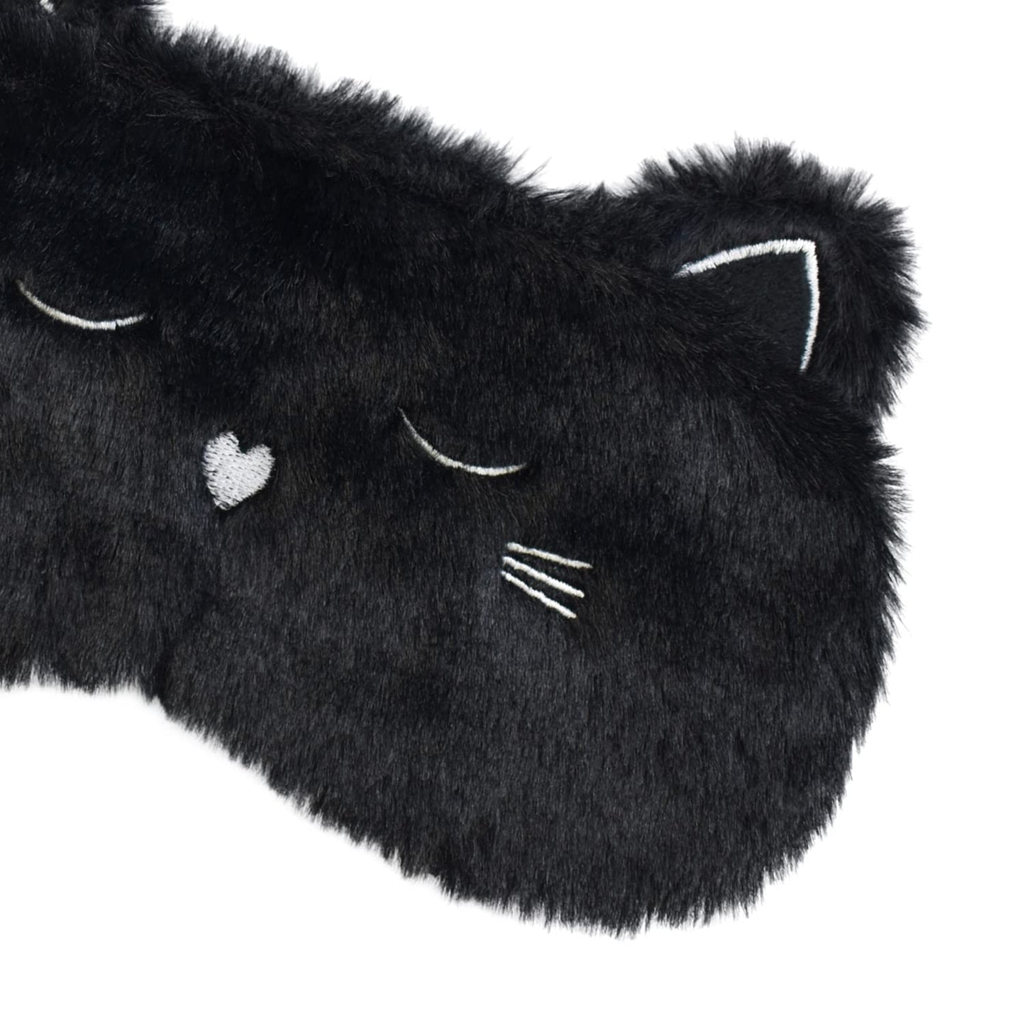 Ulbemoll Cute Sleeping Mask, Black Cat Soft Plush Fluffy Sleep Mask Men Cartoon Kittens Blindfold Novelty Eye Cover Eyeshade Shade for Kids Girls and Adult Travel (Black, Cat)