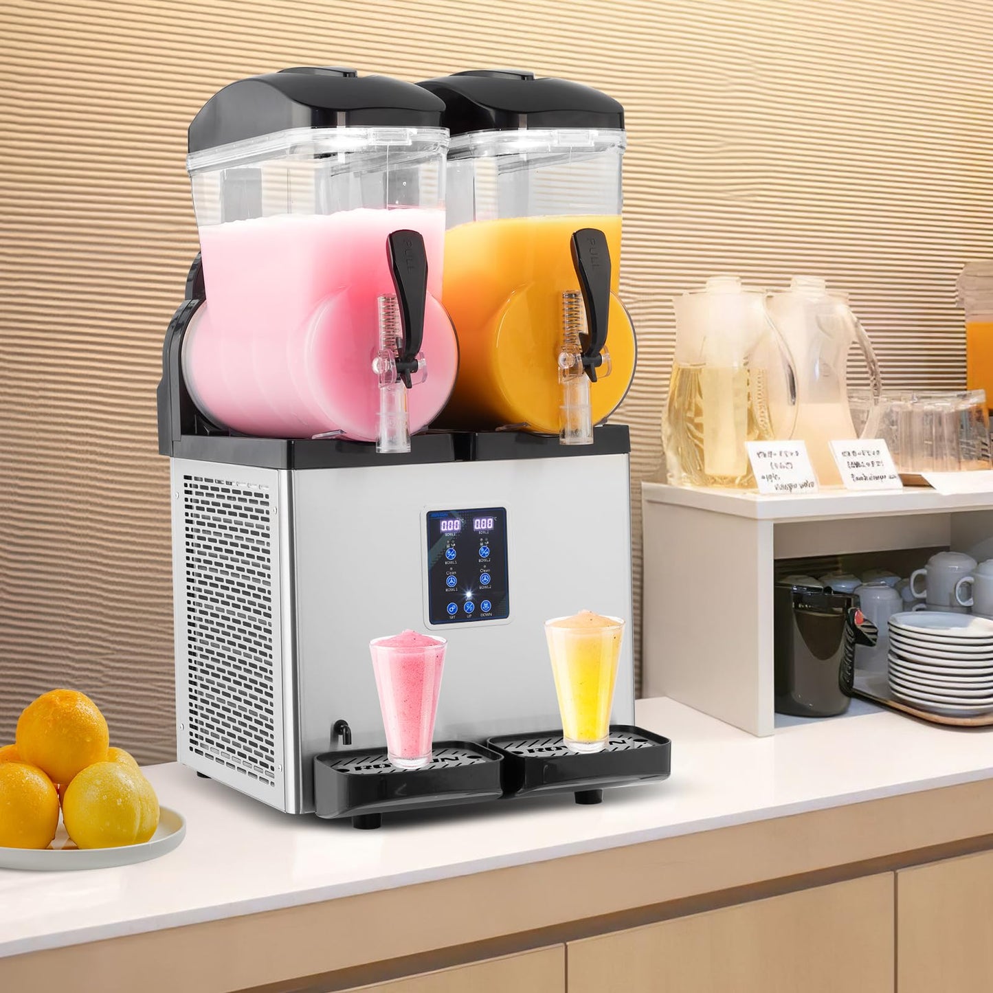 ROVSUN Margarita Machine Commercial Slushy Machine, 8 Gallon Slushie Machine Frozen Drink Machine Efficient Cooling Stainless Steel for Party Cafes Home Restaurant Bar 110V/60HZ
