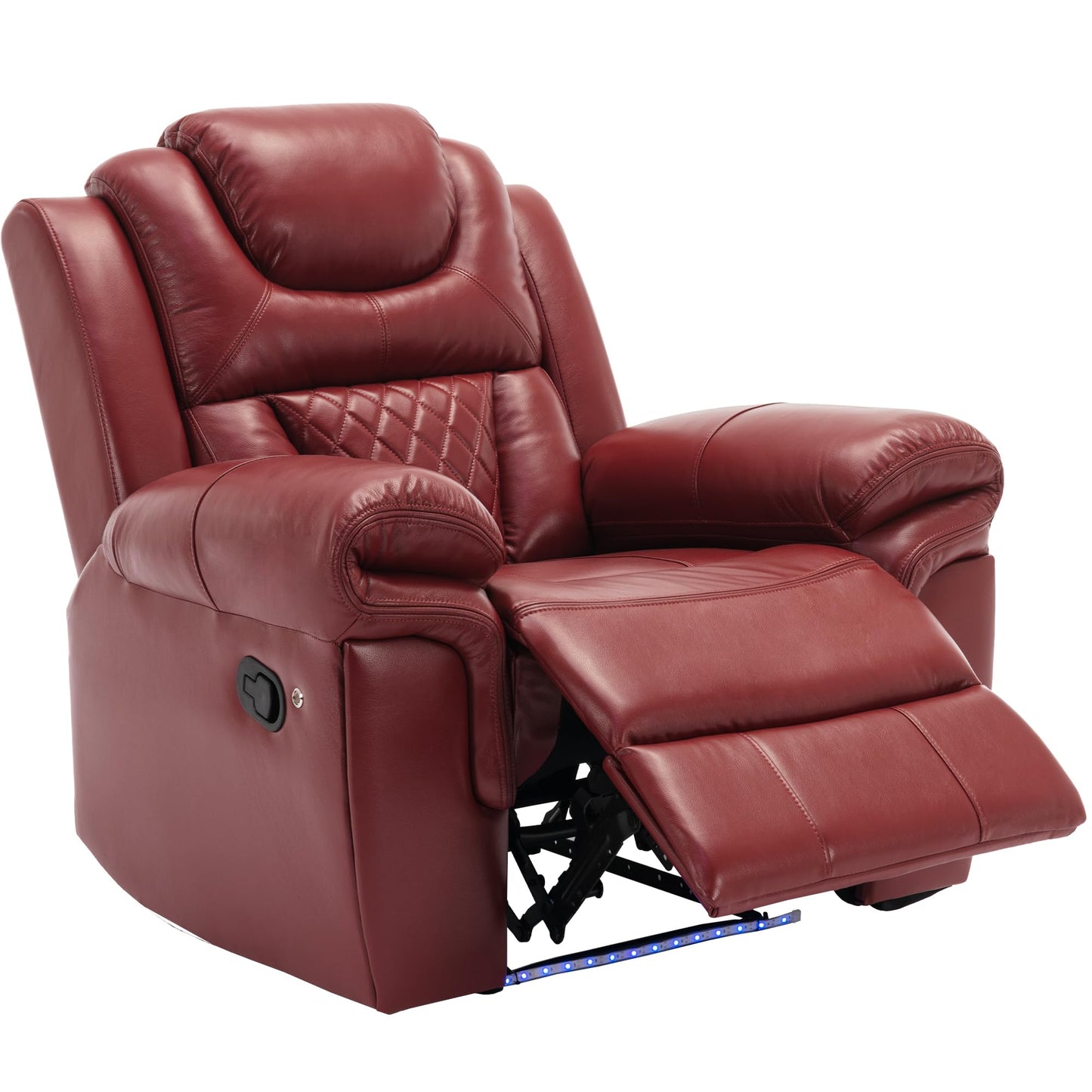 ERYE Manual Recliner Chair with LED Light Strip for Living Room, Bedroom, Manual Reclining Home Theater Seating Armchair, Faux Leather Tufted