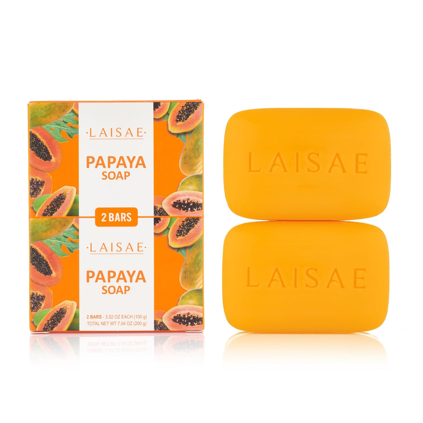 LAISAE Papaya Exfoliating Soap, Hydrating Face Moisturizer with Niacinamide, Shea Butter and Aloe Vera, Even Skin Tone Body Clea