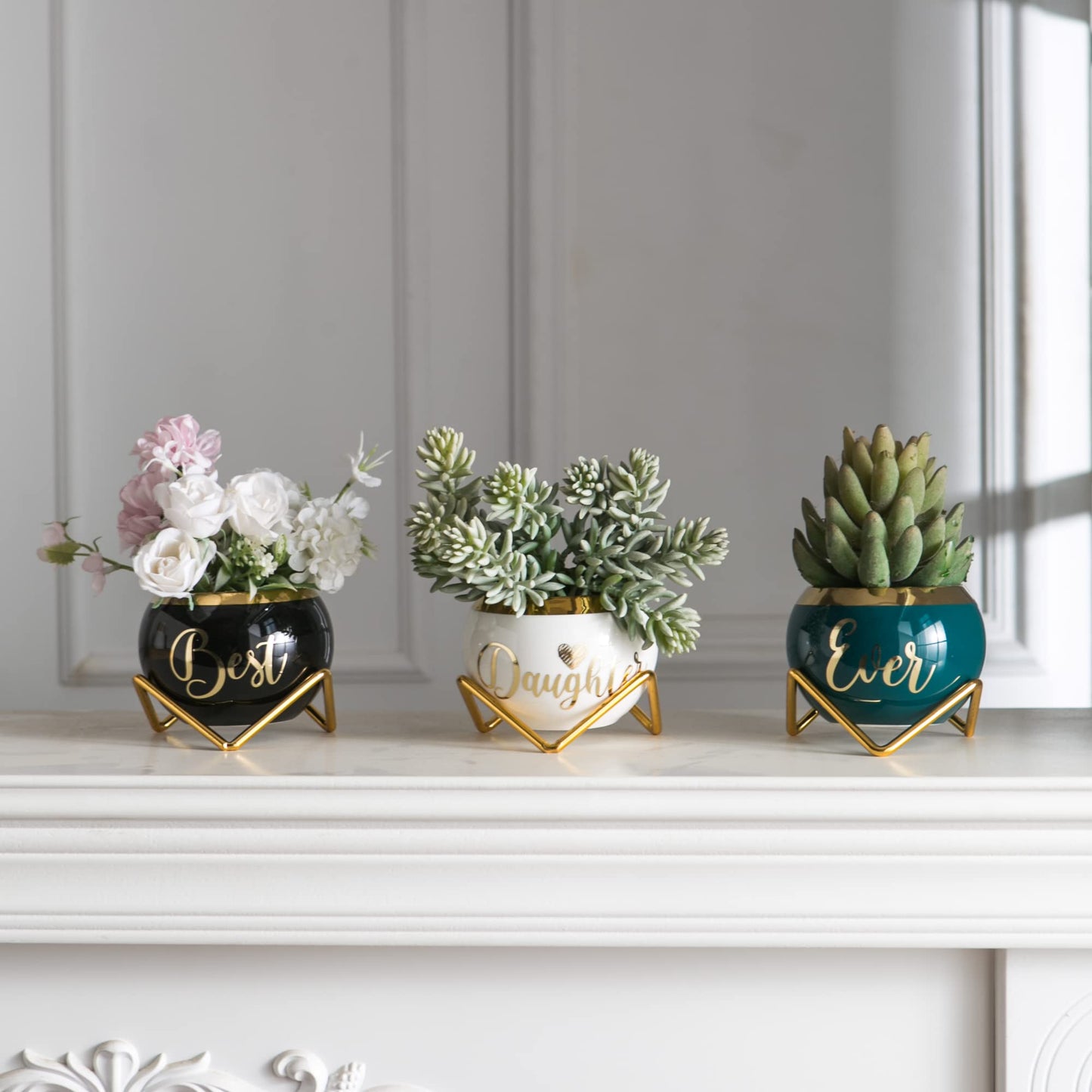 Daughter Gifts from Mom, Birthday Gift for Daughter, Mother Daughter Gifts, Happy Birthday Daughter, Best Daughter Ever Gift, Daughter In Law Gifts, Birthday Gifts for Daughter Adult, 3 Succulent Pots