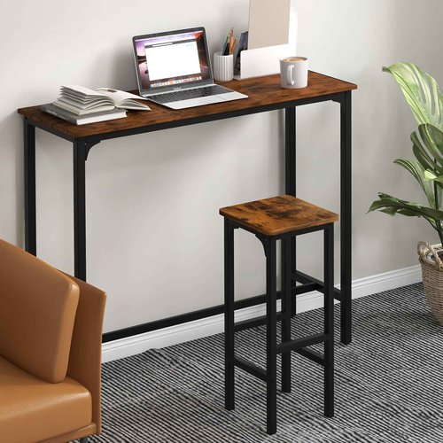 IFANNY Bar Stools Set of 2, 28" Bar Height Stools with Humanized Footrests & Metal Frame, Wood Counter Stool with Adjustable Foot Pads, Industrial Barstools for Kitchen Island, Dining Room (1)