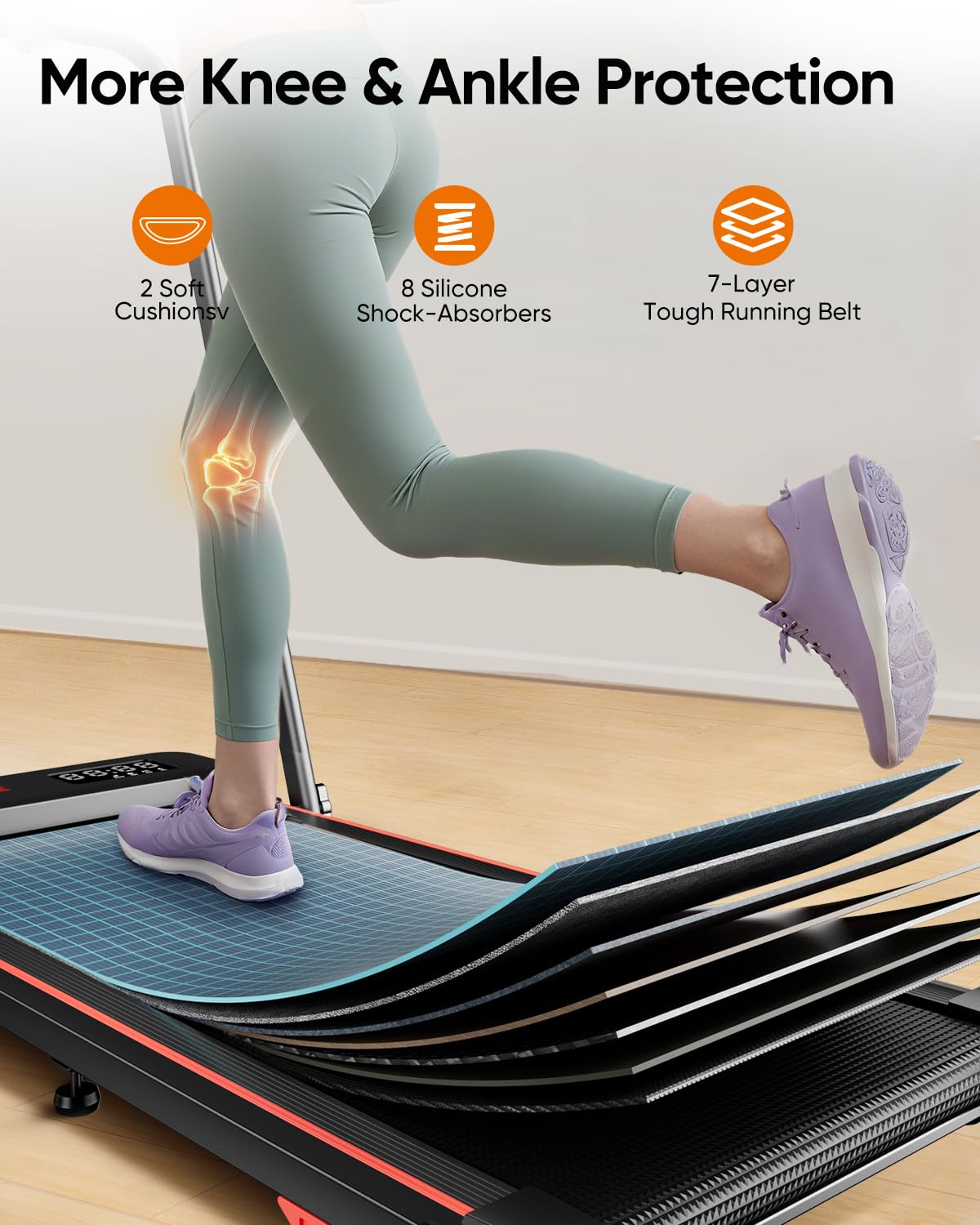 Acezoe Walking Pad with 3-Level 10% Incline, Foldable Treadmill for Home Small Office, Compact Portable Under Desk Treadmill with Handle,Dual LED Display, APP & Remote, 300 lbs Capacity