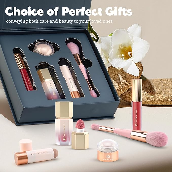 Color Nymph Face Makeup Kit, Make up Set For Teen Girls | Vegan & Cruelty Free | Includes Lipglosses Liquid Blush Highlighter Contour Stick & Brush | Makeup Gift Set Design - Basic Edition
