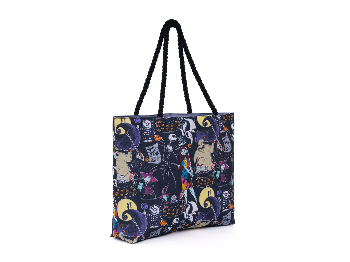 Disney Nightmare Before Christmas Tote, Jack Skellington Sally Zero Print, Large Water-Resistant Canvas Bag, Halloween Town Accessory, Work, Travel Carry-All for Women