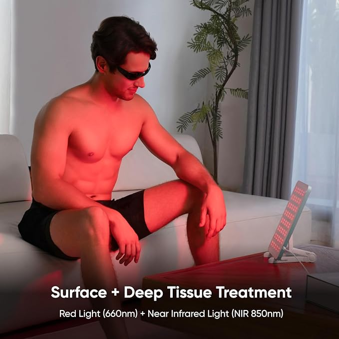Nanoleaf Red Light Therapy Panel for Face and Body, 660nm & 850nm LED Red Light Therapy Device for Anti-Aging, Muscle Recovery, Therapy Panel with Adjustable Stand & Protective Eyewear for Home Use