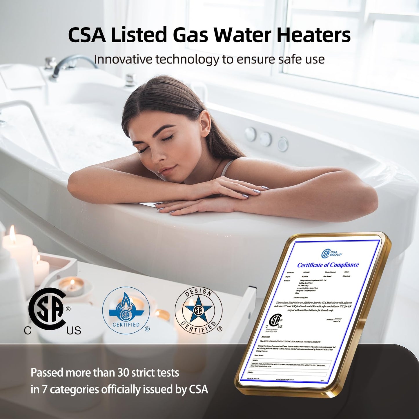 MIZUDO Tankless Water Heater Propane Outdoor Installation Max 5.1 GPM 120,000 BTU CSA Certified Constant Temp High Power On Demand Hot Water Heater for Big Family Whole House, Gen 2