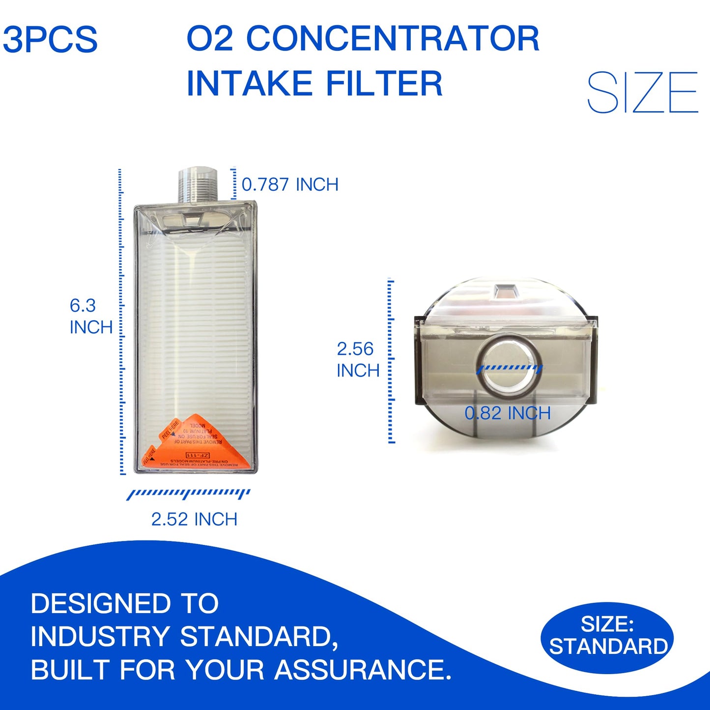 3-Pack Inlet Filter 1131249 for Invacare Perfecto Platinume,O2 Concentrator Intake Filter